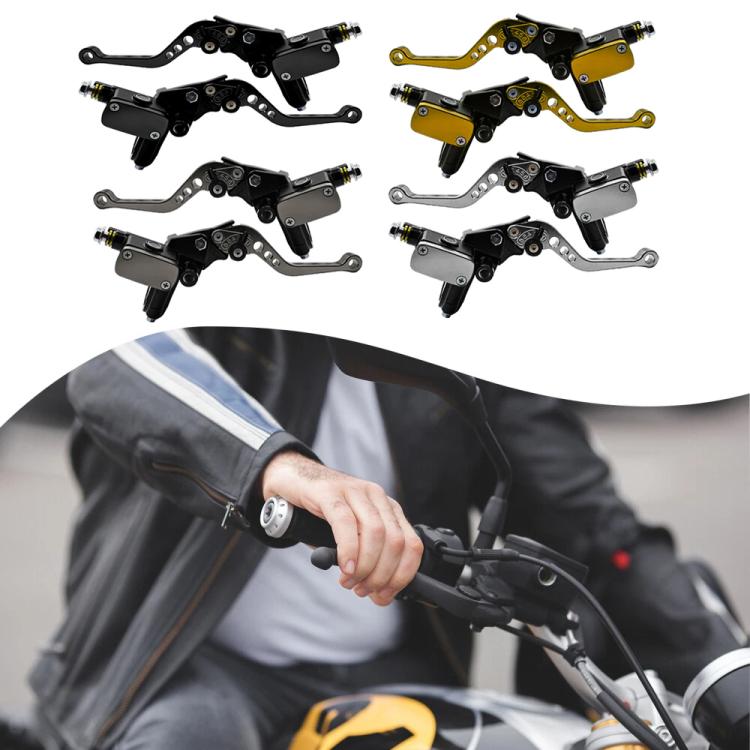 1pair Universal Aluminum Alloy Left and Right Hydraulic Clutch Motorcycle Brake Pump(Titanium) - Motorbike Brakes by buy2fix | Online Shopping UK | buy2fix