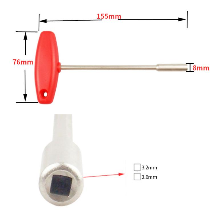 Hidden Spoke T-shaped Wrench Bicycle Tool Socket(Square Hole 3.2mm) - Maintenance tools by buy2fix | Online Shopping UK | buy2fix