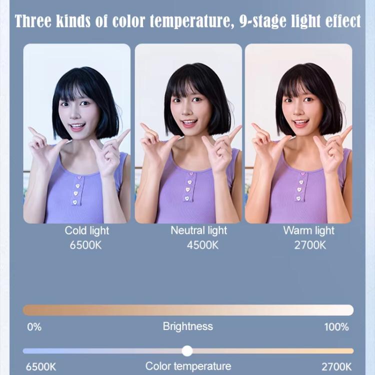 Clip-On Selfie Ring Light with Mirror Rechargeable Portable Makeup Light 3 Adjustable Color Temperatures(Pink) - Selfie Light by buy2fix | Online Shopping UK | buy2fix