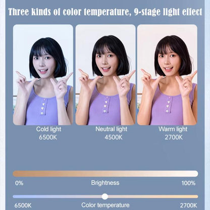 Clip-On Selfie Ring Light with Mirror Rechargeable Portable Makeup Light 3 Adjustable Color Temperatures(White) - Selfie Light by buy2fix | Online Shopping UK | buy2fix