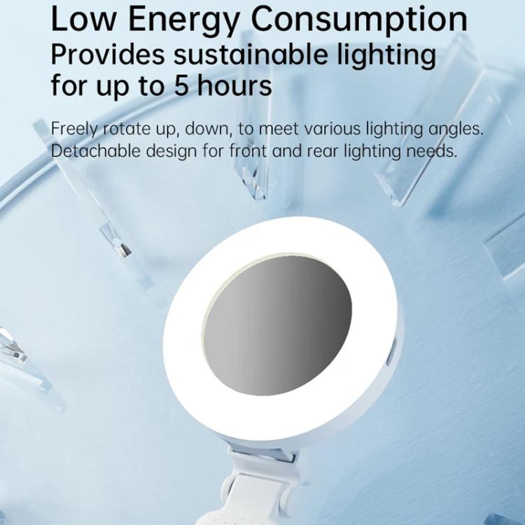 Clip-On Selfie Ring Light with Mirror Rechargeable Portable Makeup Light 3 Adjustable Color Temperatures(Pink) - Selfie Light by buy2fix | Online Shopping UK | buy2fix