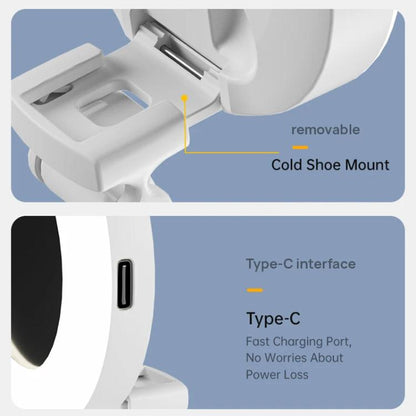 Clip-On Selfie Ring Light with Mirror Rechargeable Portable Makeup Light 3 Adjustable Color Temperatures(White) - Selfie Light by buy2fix | Online Shopping UK | buy2fix
