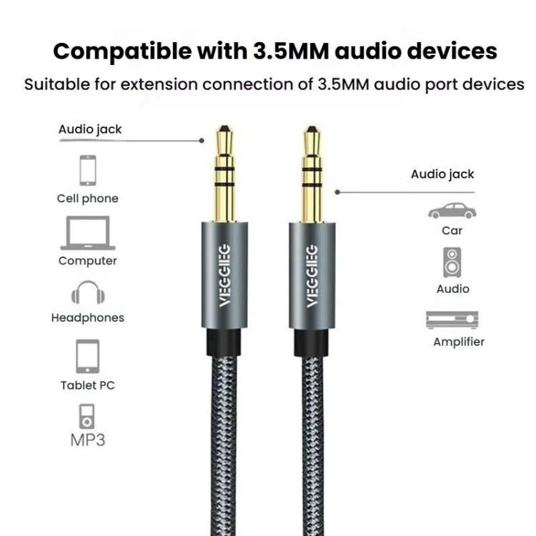 VegGieg Aux Car Audio Cable 3.5mm Male To Male Connection Cable For Phone Computer Stereo Amplifier Earphone, Length: 3m(Braided) - Microphone Audio Cable & Connector by VegGieg | Online Shopping UK | buy2fix