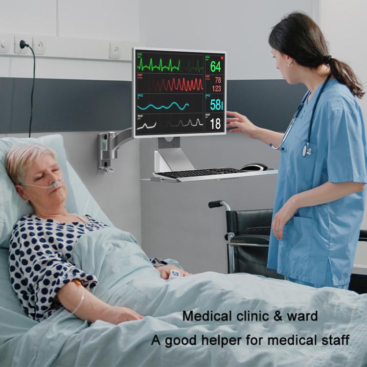 Monitor Bracket Industrial Equipment Cabinet Wall Mount All-In-One Stand Mouse Keyboard Bracket, Style: WKS-1 21x60cm Tray Silver - Host Bracket by buy2fix | Online Shopping UK | buy2fix