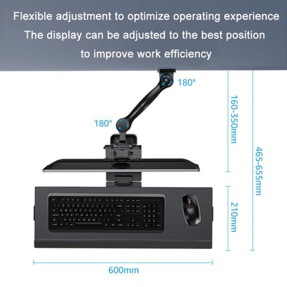 Monitor Bracket Industrial Equipment Cabinet Wall Mount All-In-One Stand Mouse Keyboard Bracket, Style: WKS-1 21x60cm Tray Black - Host Bracket by buy2fix | Online Shopping UK | buy2fix