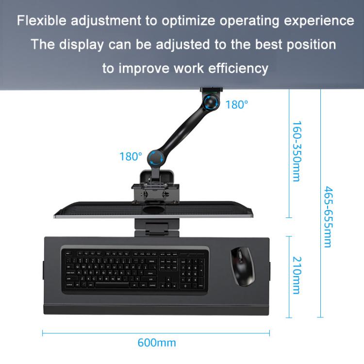 Monitor Bracket Industrial Equipment Cabinet Wall Mount All-In-One Stand Mouse Keyboard Bracket, Style: WKS-2 21x60cm Tray Silver - Host Bracket by buy2fix | Online Shopping UK | buy2fix