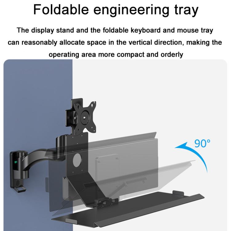Monitor Bracket Industrial Equipment Cabinet Wall Mount All-In-One Stand Mouse Keyboard Bracket, Style: WKS-1 21x60cm Tray Black - Host Bracket by buy2fix | Online Shopping UK | buy2fix