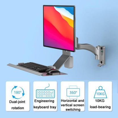 Monitor Bracket Industrial Equipment Cabinet Wall Mount All-In-One Stand Mouse Keyboard Bracket, Style: WKS-2 21x60cm Tray Silver - Host Bracket by buy2fix | Online Shopping UK | buy2fix