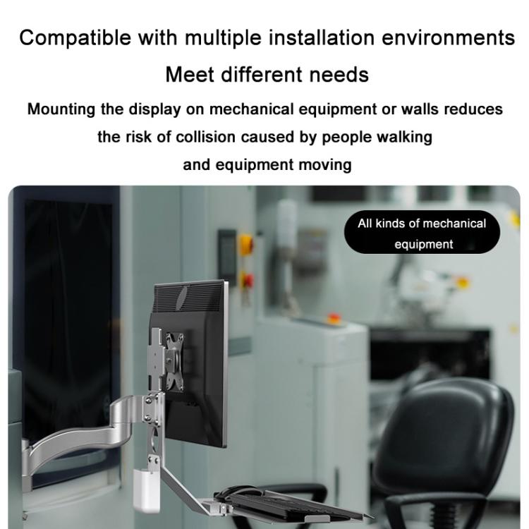 Monitor Bracket Industrial Equipment Cabinet Wall Mount All-In-One Stand Mouse Keyboard Bracket, Style: WKS-1 21x60cm Tray Silver - Host Bracket by buy2fix | Online Shopping UK | buy2fix
