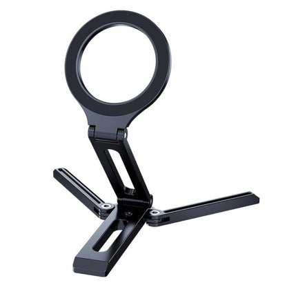 Foldable Magnet Tripod Desk Mount Phone Handle Smartphone Bracket(Black) - Desktop Holder by buy2fix | Online Shopping UK | buy2fix