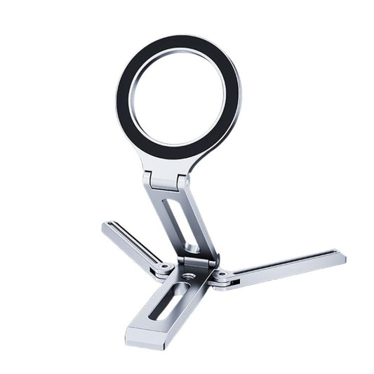 Foldable Magnet Tripod Desk Mount Phone Handle Smartphone Bracket(Silver) - Desktop Holder by buy2fix | Online Shopping UK | buy2fix