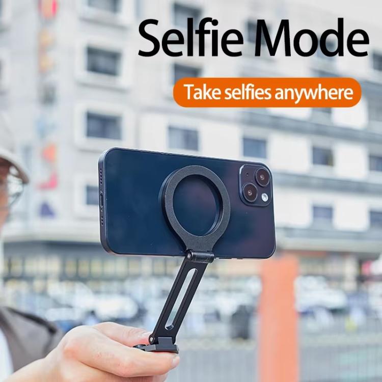 Foldable Magnet Tripod Desk Mount Phone Handle Smartphone Bracket(Black) - Desktop Holder by buy2fix | Online Shopping UK | buy2fix