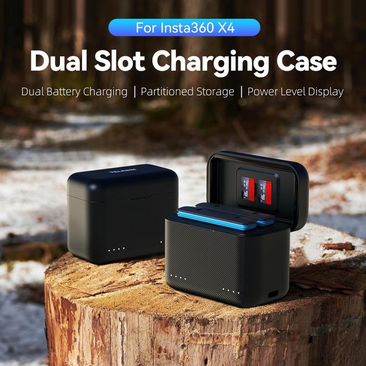 For Insta360 X4 TELESIN Battery Charger Dual Battery Storage Charging Case - Others by TELESIN | Online Shopping UK | buy2fix