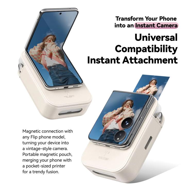 TELESIN Portable Instant Photo Printer With Magnetic Bag & Self-Adhesive Photo Paper For Travel & Memories(White) - Photo Printers by Huawei | Online Shopping UK | buy2fix