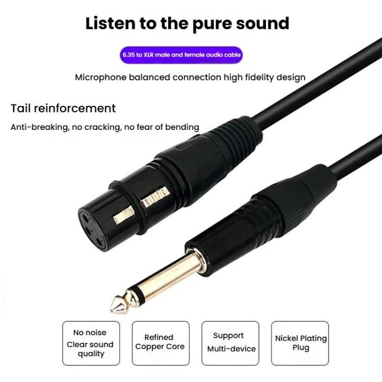 VEGGIEG 3Pin XLR Speaker Loudspeaker Cable Mixer Balanced Audio Microphone Cable, Length: 1m(6.5mm To XLR Female) - Microphone Audio Cable & Connector by VEGGIEG | Online Shopping UK | buy2fix