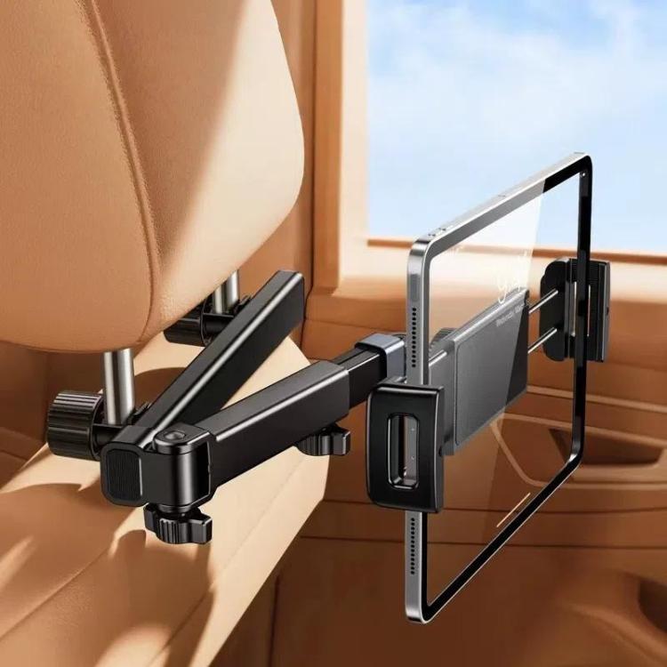 Telescopic Car Rear Pillow Phone Tablet Holder 2-Section Folding Headrest Bracket(Iron Wire Type) - Universal Car Holders by buy2fix | Online Shopping UK | buy2fix