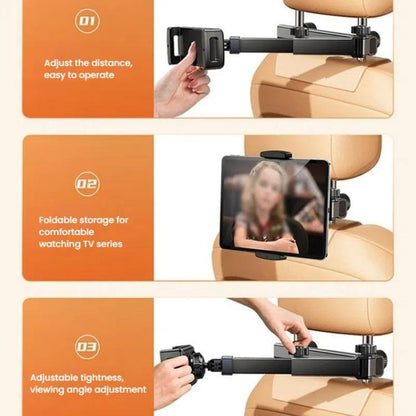 Telescopic Car Rear Pillow Phone Tablet Holder 2-Section Folding Headrest Bracket(Iron Wire Type) - Universal Car Holders by buy2fix | Online Shopping UK | buy2fix