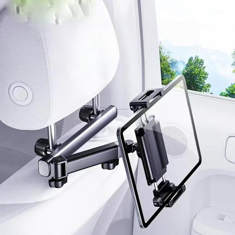 Telescopic Car Rear Pillow Phone Tablet Holder 2-section Folding Headrest Bracket(Black) - Universal Car Holders by buy2fix | Online Shopping UK | buy2fix
