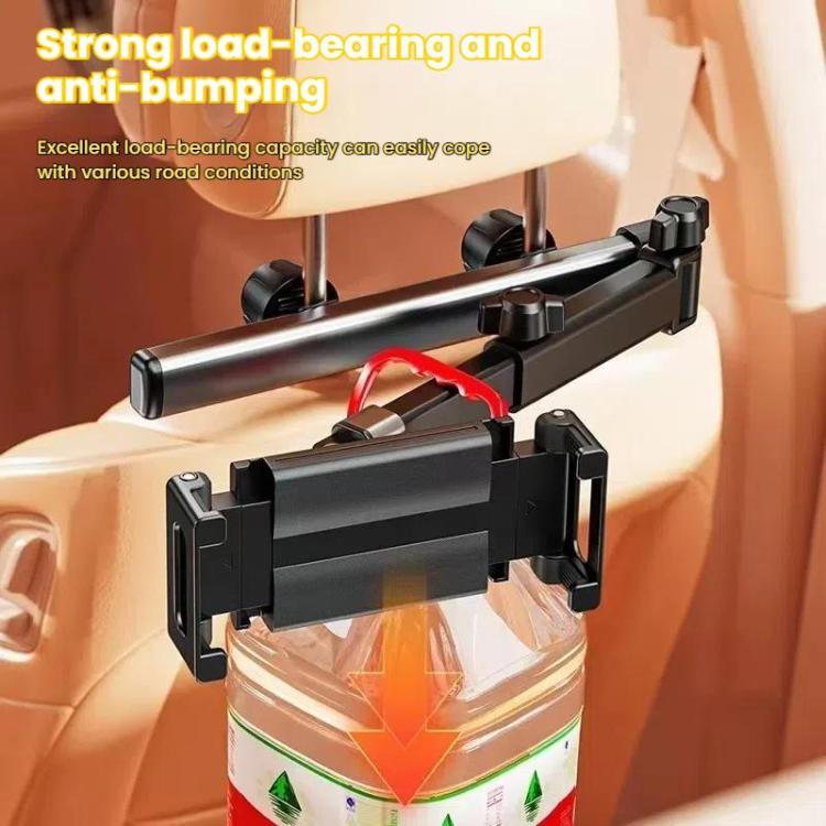 Telescopic Car Rear Pillow Phone Tablet Holder 2-section Folding Headrest Bracket(Black) - Universal Car Holders by buy2fix | Online Shopping UK | buy2fix