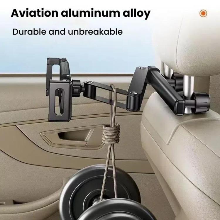 Telescopic Car Rear Pillow Phone Tablet Holder 3-Section Folding Headrest Bracket(Black) - Universal Car Holders by buy2fix | Online Shopping UK | buy2fix