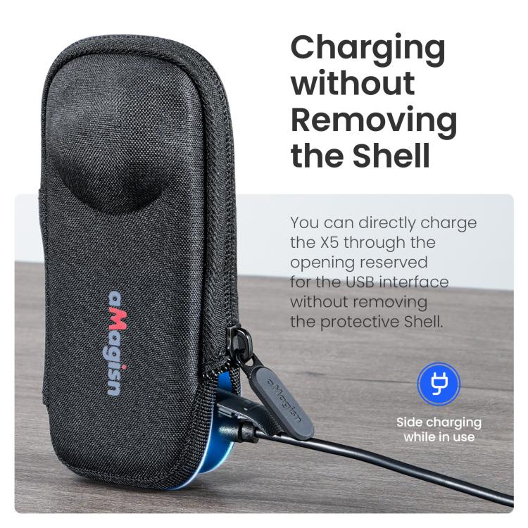 For Insta360 X5 Camera aMagisn Storage Bag Hard Shell Protective Case with Carabiner Clip - Case & Bags by aMagisn | Online Shopping UK | buy2fix