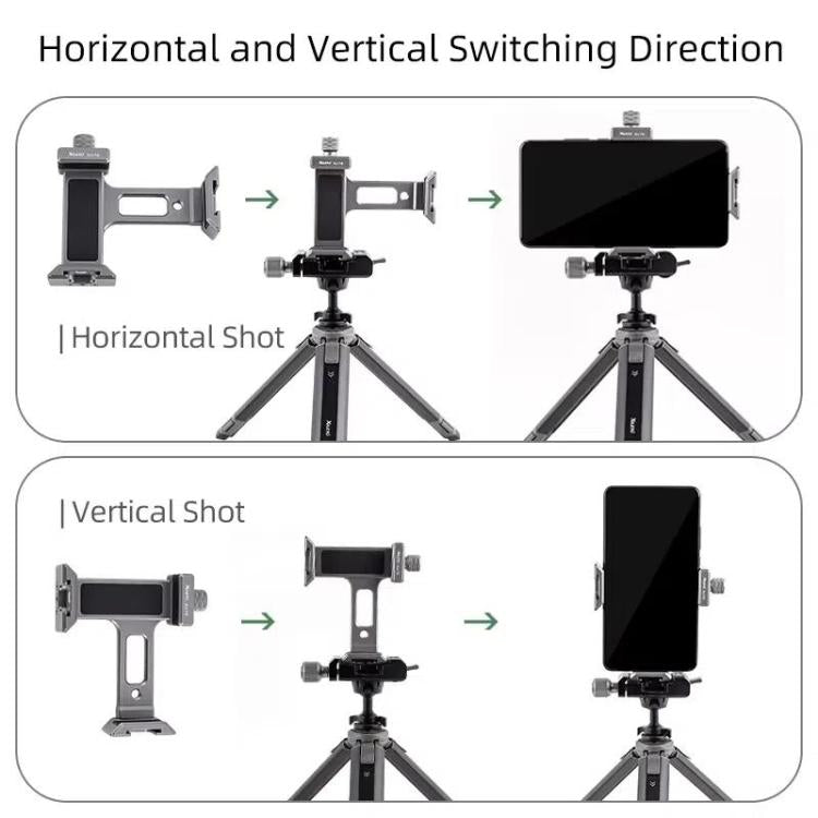 XILETU  XJ-T8 Metal Phone Holder Clamp With Cold Shoe 1/4-inch Screw Hole & Arca-Swiss Compatible Base(Black) - Lens & Accessories by XILETU | Online Shopping UK | buy2fix