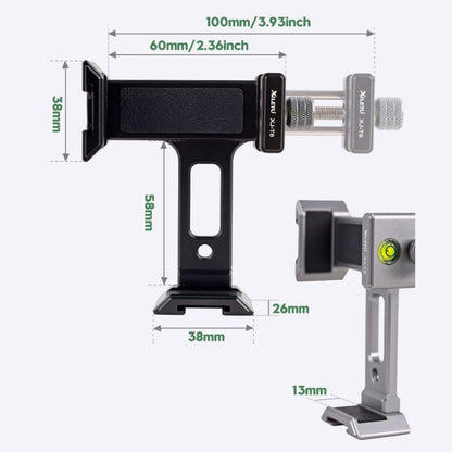 XILETU  XJ-T8 Metal Phone Holder Clamp With Cold Shoe 1/4-inch Screw Hole & Arca-Swiss Compatible Base(Black) - Lens & Accessories by XILETU | Online Shopping UK | buy2fix