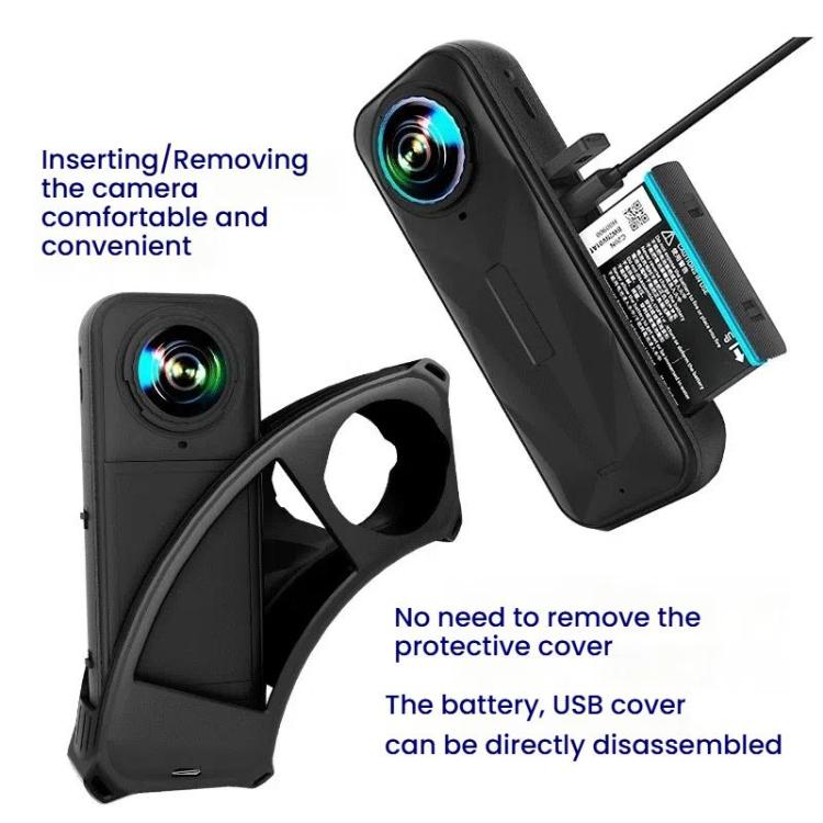 For Insta360 X5 Camera Silicone Cover Case With Lens Cap Shockproof Protective Shell(Black) - Case & Bags by buy2fix | Online Shopping UK | buy2fix