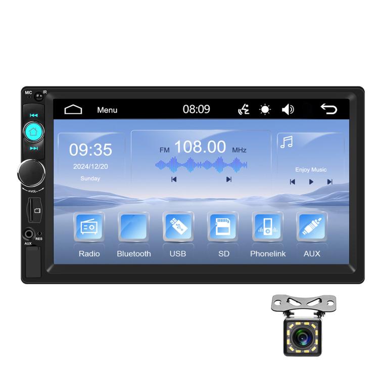 7 Inch Wired Carplay Dual Butt MP5 Player Bluetooth Big Screen Car Center Control, Spec: Standard+12 Light Camera - Car MP3 & MP4 & MP5 by buy2fix | Online Shopping UK | buy2fix