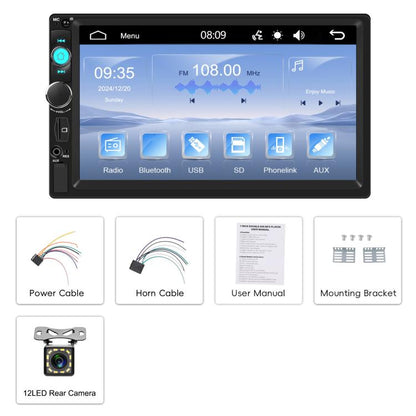 7 Inch Wired Carplay Dual Butt MP5 Player Bluetooth Big Screen Car Center Control, Spec: Standard+12 Light Camera - Car MP3 & MP4 & MP5 by buy2fix | Online Shopping UK | buy2fix