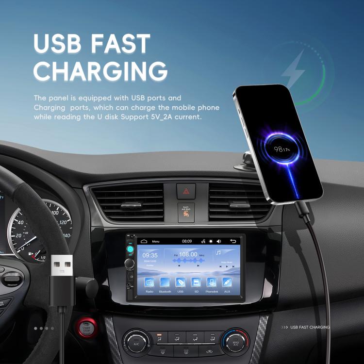 7 Inch Wired Carplay Dual Butt MP5 Player Bluetooth Big Screen Car Center Control, Spec: Standard+12 Light Camera - Car MP3 & MP4 & MP5 by buy2fix | Online Shopping UK | buy2fix