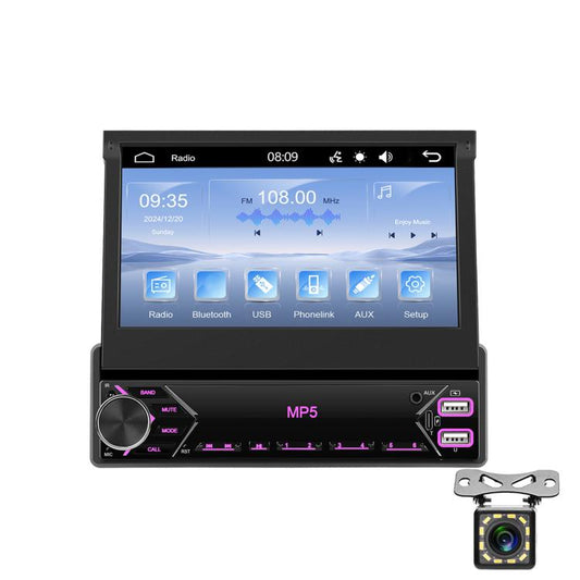 7 inch Universal Manual Retractable Screen Car MP5 Player Car Center Control All-in-One Wired Carplay, Spec: Standard+12 Light Camera - Car MP3 & MP4 & MP5 by buy2fix | Online Shopping UK | buy2fix