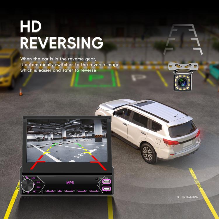 7 inch Universal Manual Retractable Screen Car MP5 Player Car Center Control All-in-One Wired Carplay, Spec: Standard+12 Light Camera - Car MP3 & MP4 & MP5 by buy2fix | Online Shopping UK | buy2fix