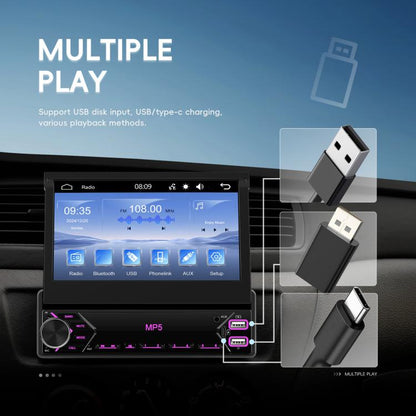 7 inch Universal Manual Retractable Screen Car MP5 Player Car Center Control All-in-One Wired Carplay, Spec: Standard - Car MP3 & MP4 & MP5 by buy2fix | Online Shopping UK | buy2fix