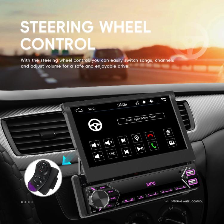 7 inch Universal Manual Retractable Screen Car MP5 Player Car Center Control All-in-One Wired Carplay, Spec: Standard+12 Light Camera - Car MP3 & MP4 & MP5 by buy2fix | Online Shopping UK | buy2fix