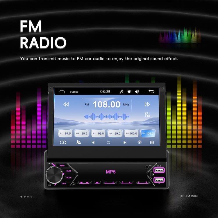 7 inch Universal Manual Retractable Screen Car MP5 Player Car Center Control All-in-One Wired Carplay, Spec: Standard+12 Light Camera - Car MP3 & MP4 & MP5 by buy2fix | Online Shopping UK | buy2fix