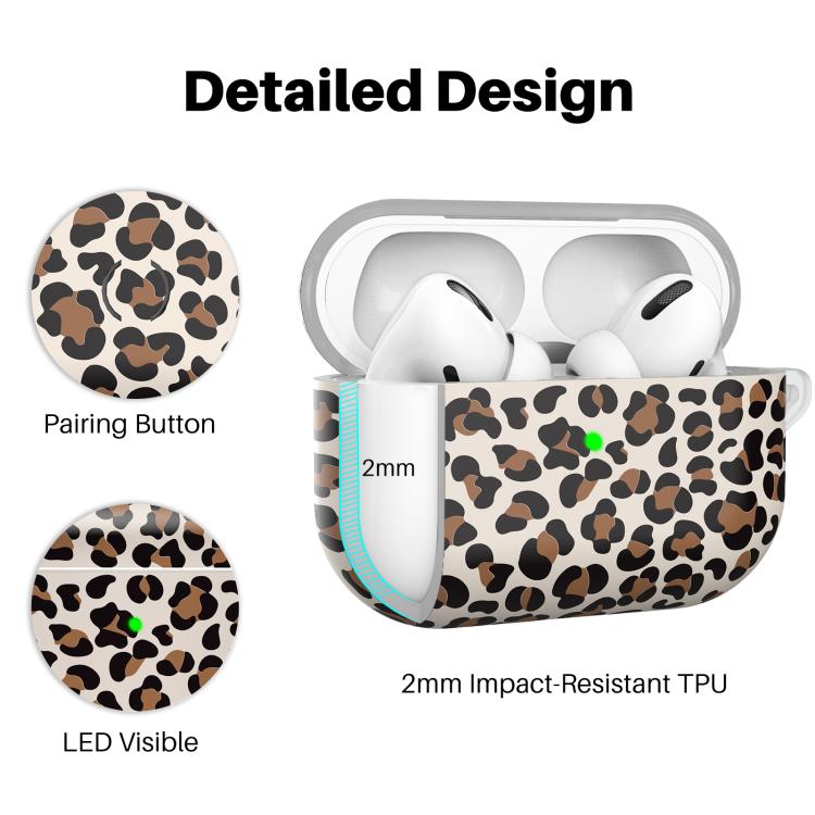 For AirPods Pro 2 / Pro AhaStyle TPU Leopard Print Protective Case(Blue) - For AirPods Pro 2 by AhaStyle | Online Shopping UK | buy2fix