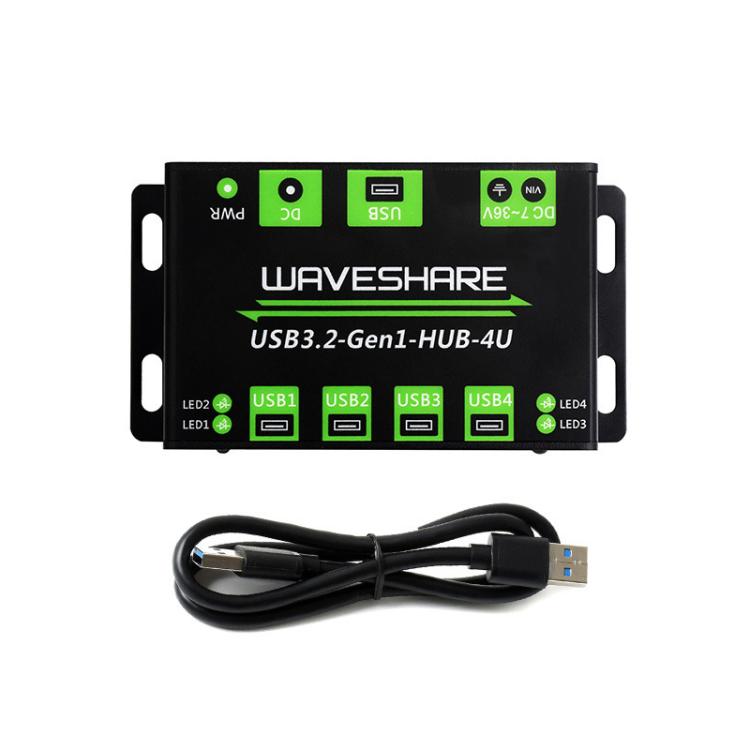 WAVESHARE USB3.2-Gen1-HUB-4U 4 Way USB 3.2 Hub 1 To 4 Metal Case Extender - USB 3.0 HUB by WAVESHARE | Online Shopping UK | buy2fix