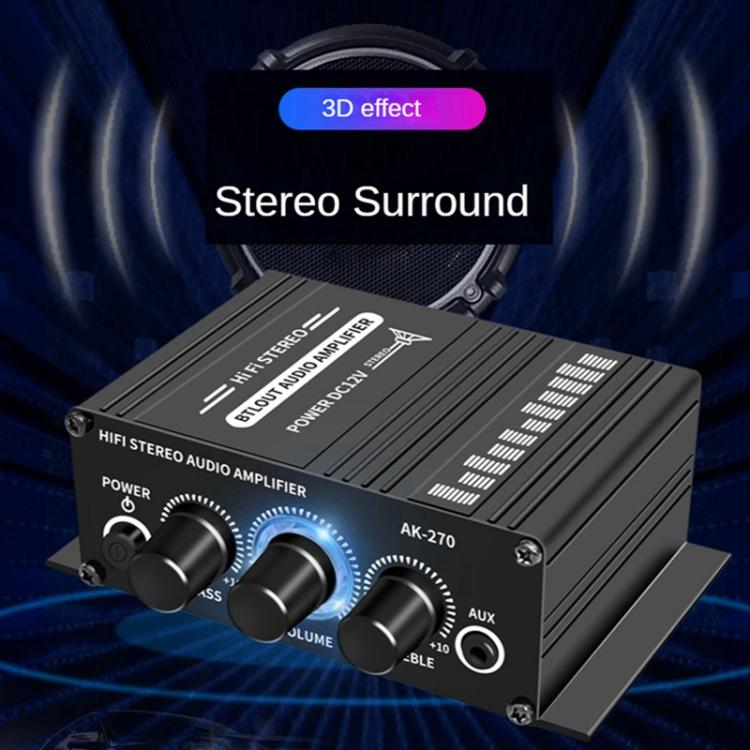 AK270 With DC Line Car Home Stereo Mini Amplifier - Car Amplifiers by buy2fix | Online Shopping UK | buy2fix