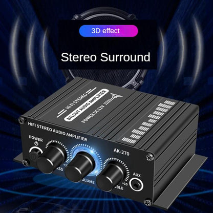 AK270 With DC Line Car Home Stereo Mini Amplifier - Car Amplifiers by buy2fix | Online Shopping UK | buy2fix
