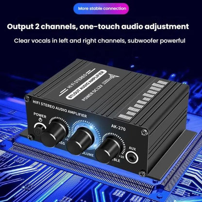 AK270 With DC Line Car Home Stereo Mini Amplifier - Car Amplifiers by buy2fix | Online Shopping UK | buy2fix