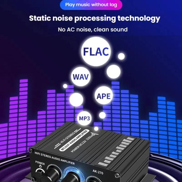 AK270 With DC Line Car Home Stereo Mini Amplifier - Car Amplifiers by buy2fix | Online Shopping UK | buy2fix