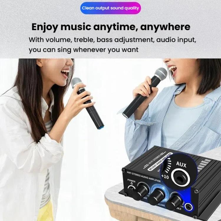 AK270 With DC Line Car Home Stereo Mini Amplifier - Car Amplifiers by buy2fix | Online Shopping UK | buy2fix