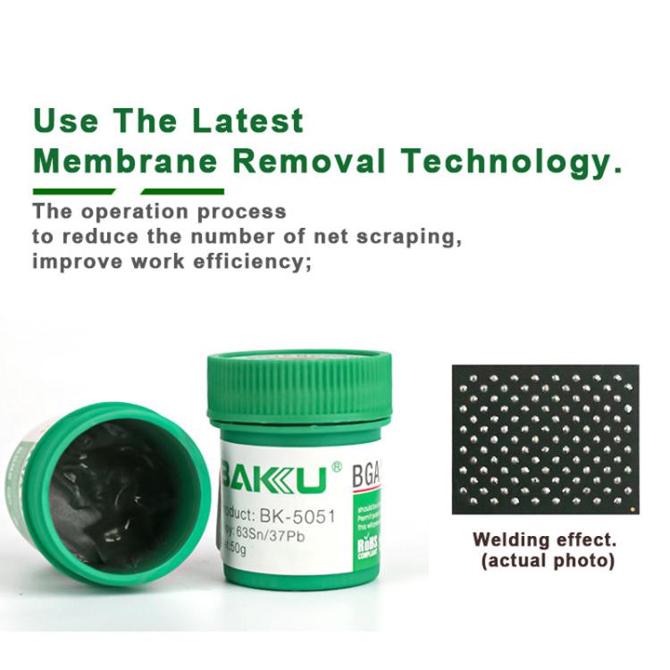BAKU BK-5051 BGA Solder Paste for Mobile Phone Repair 50g Tin 25-45 Microns 63Sn/37Pb - Soldering Paste by BAKU | Online Shopping UK | buy2fix