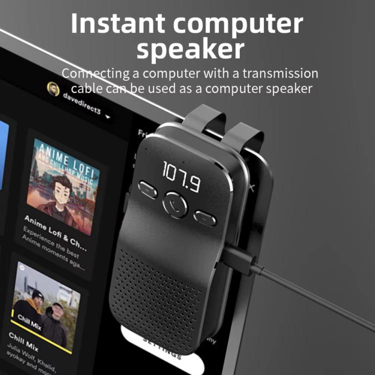 C17 Car Visor Bluetooth Hands Free 1 To 2 Large Volume Car Phone Speaker - Bluetooth Car Kits by buy2fix | Online Shopping UK | buy2fix