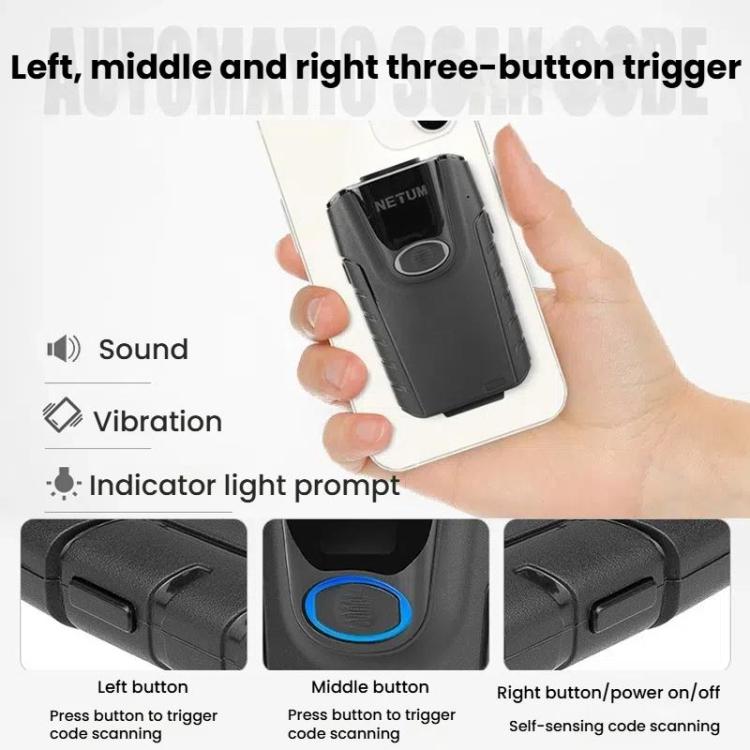 NETUM E800 2D QR Barcode Cell Phone Back Clip Portable Wireless Bluetooth Scanner - Portable Scanner by NETUM | Online Shopping UK | buy2fix