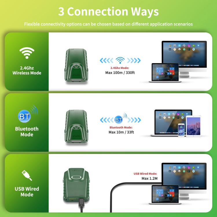 NTEUM E740 Cell Phone Back Clip Portable 1D Code Wireless Bluetooth Scanner - Portable Scanner by NTEUM | Online Shopping UK | buy2fix