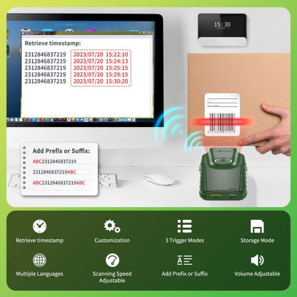 NTEUM E740 Cell Phone Back Clip Portable 1D Code Wireless Bluetooth Scanner - Portable Scanner by NTEUM | Online Shopping UK | buy2fix