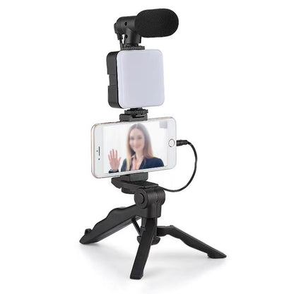 49 LEDs Streaming Lighting Kit for Phone All-in-One Video Recording Set with Tripod Stand &  Microphone AY-49 - Stand by buy2fix | Online Shopping UK | buy2fix