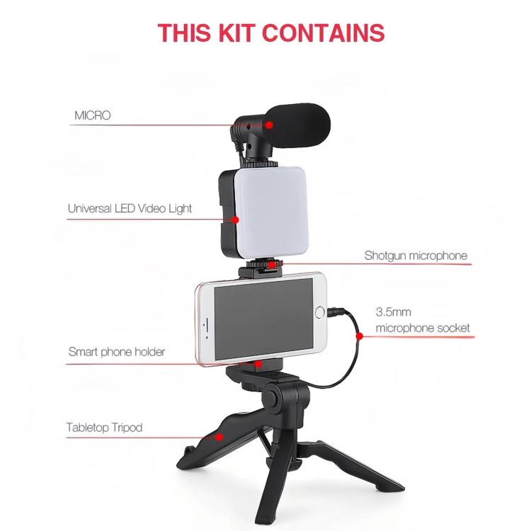 49 LEDs Streaming Lighting Kit for Phone All-in-One Video Recording Set with Tripod Stand &  Microphone AY-49 - Stand by buy2fix | Online Shopping UK | buy2fix